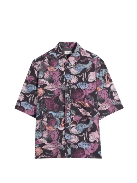LEMAIRE short sleeve shirt in floral printed cotton Black SH1249LF1587