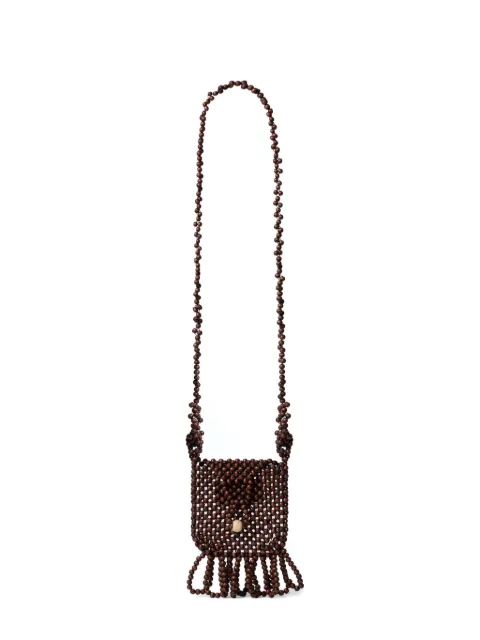 LEMAIRE Grigri beaded necklace bag Brown BG0231PL0025