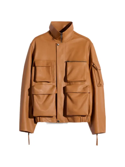 LEMAIRE leather blouson with pockets in leather Brown OW1206LL0181