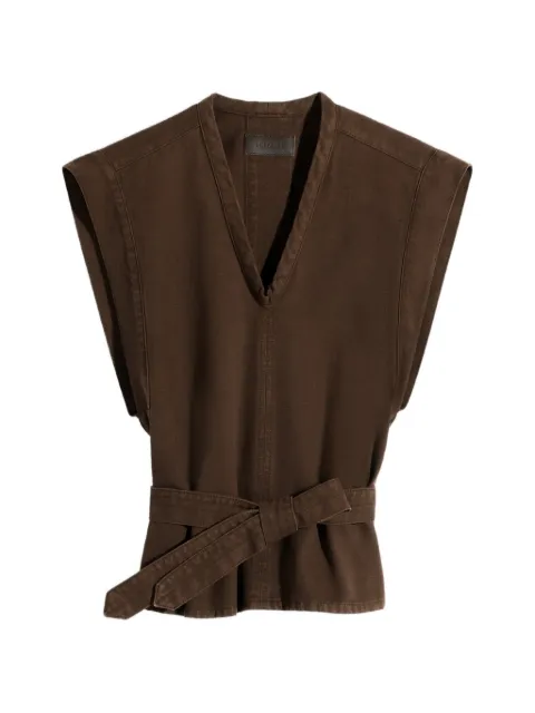 LEMAIRE chasuble vest in dyed broken twill Brown OT0011LD1067