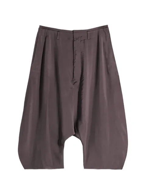 LEMAIRE creased dropped crotch bermudas in poly viscose twill Brown PA1271LF1611