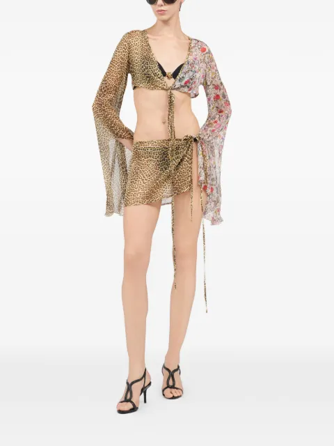 Roberto Cavalli leopard floral sarong Neutrals WQW009HNR31
