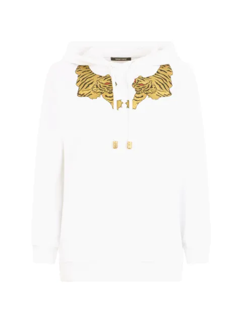 Roberto Cavalli tiger-patch hoodie White WQT67BCF057