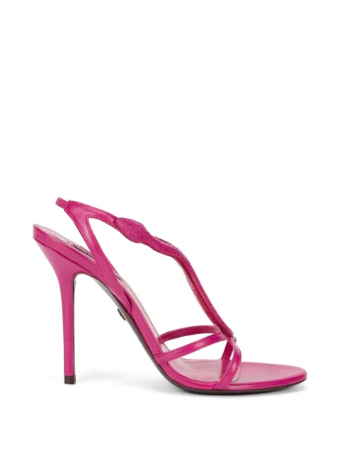 Roberto Cavalli snake-detail leather sandals Pink WQS012PZ319