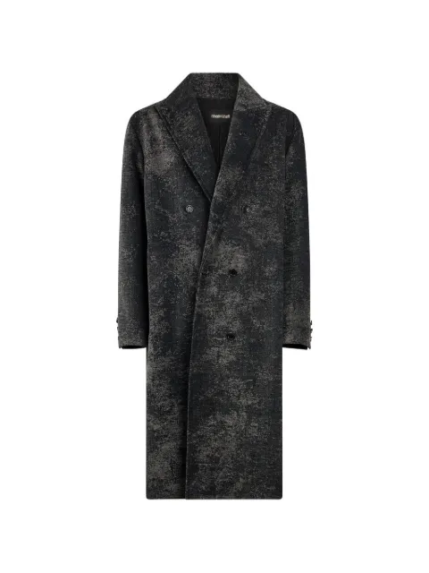 Roberto Cavalli double-breasted distressed-effect coat Black WRT501FY063