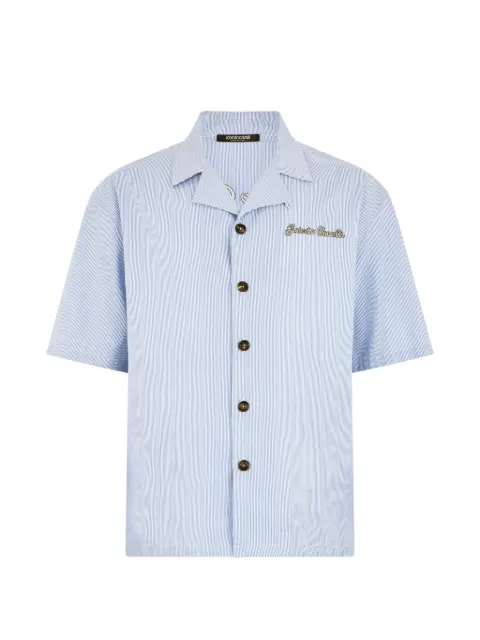 Roberto Cavalli logo-embroidered striped shirt Blue WNT761CH006