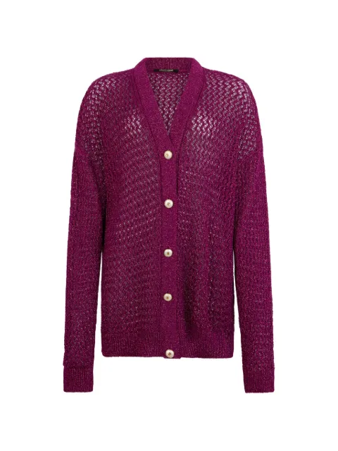 Roberto Cavalli V-neck lurex cardigan Pink WQM907MO011