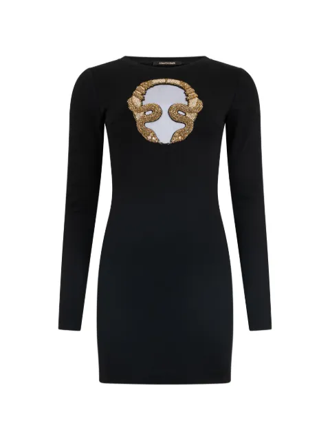 Roberto Cavalli embellished long-sleeve mini dress Black WKR138JV027
