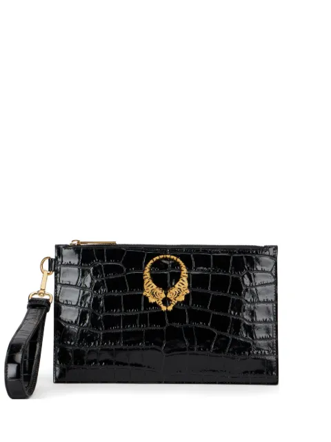 Roberto Cavalli tiger-motif clutch bag Black WKA008PZ975