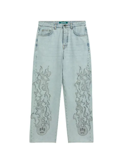 BARROW rhinestone-embellishment jeans Blue S6BWUADP037