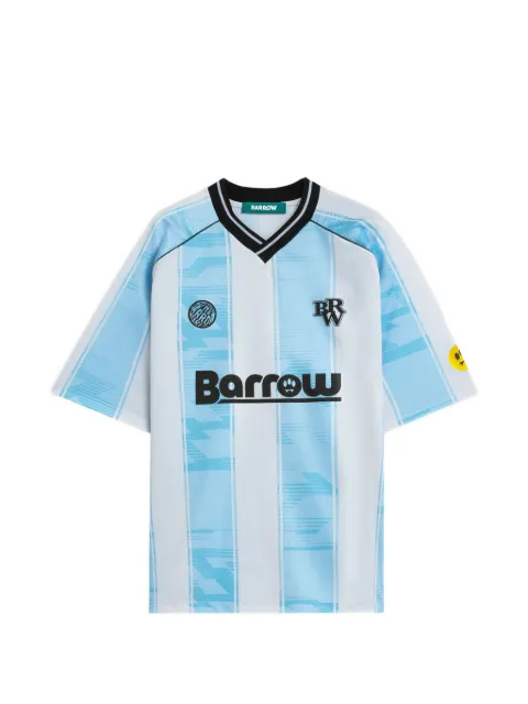 BARROW striped logo-print T-shirt White S6BWWOTH074
