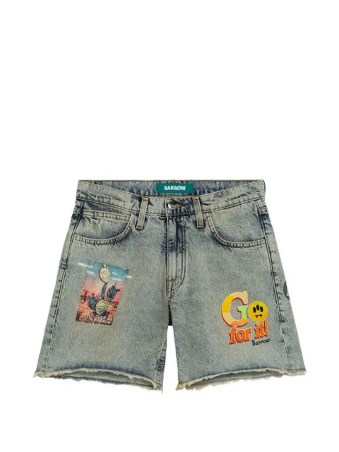 BARROW graphic frayed shorts Blue S6BWWOSH119