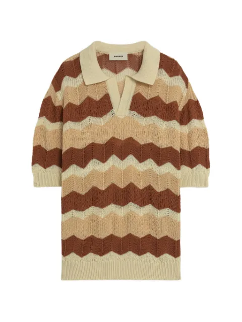 A Paper Kid chevron knit polo shirt Neutrals S6PKMAKP073
