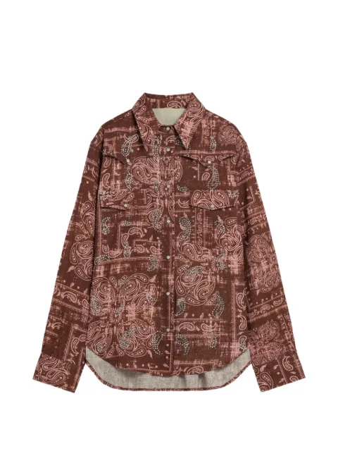 A Paper Kid Popeline buttoned paisley shirt Brown S6PKWOSI015