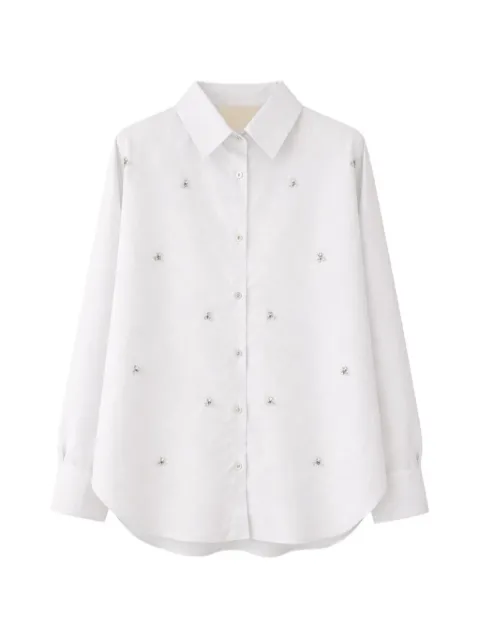 A Paper Kid embellished cotton shirt White S6PKWOSI153