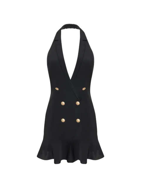 OCCLEUS Noir double-breasted ruffled dress Black OCC102139