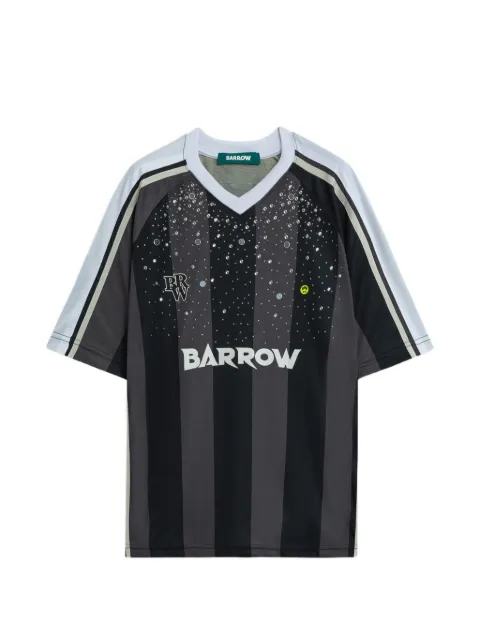 BARROW striped embellished V-neck T-shirt Black S6BWWOTH058