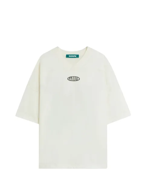 BARROW V-neck graphic T-shirt White S6BWUATH091