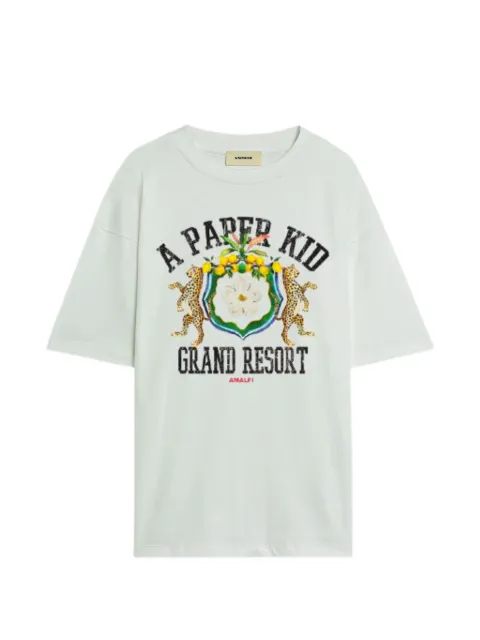 A Paper Kid embellished T-shirt Neutrals S6PKUATH158