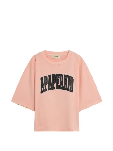 A Paper Kid raw edge T-shirt Pink S6PKWOTH042