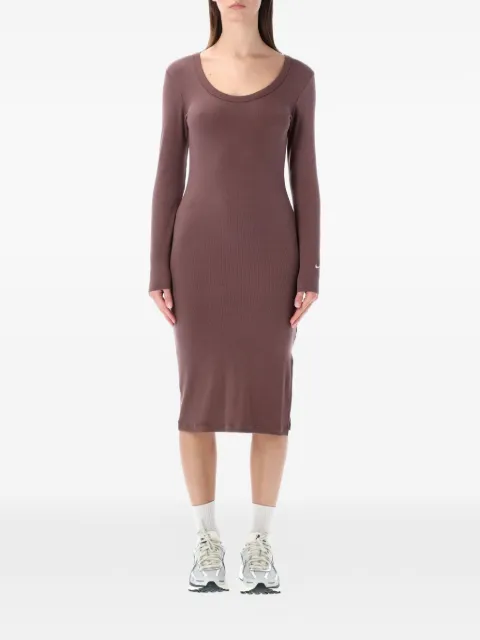 Nike long-sleeve ribbed midi dress Brown HV2799