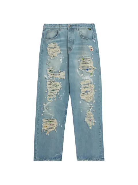BARROW Oversize ripped embellished denim Blue F5BWUADP020126