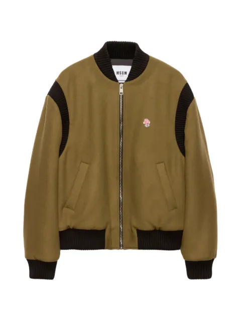 MSGM ribbed-trim flower jacket Green 3940MH17257603