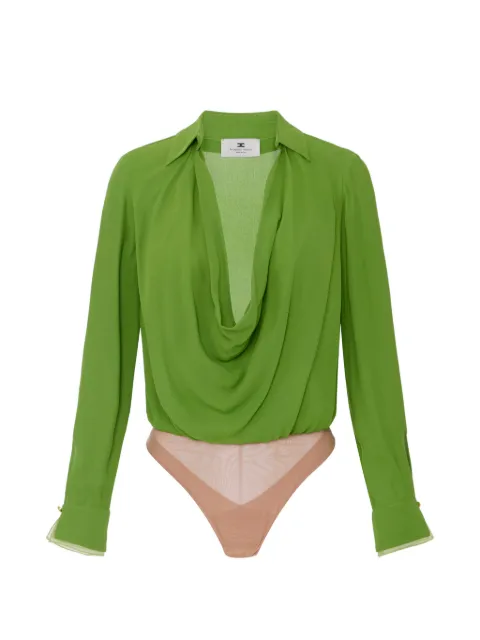Elisabetta Franchi bodysuit in viscose georgette fabric Green CB00261E2