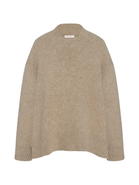 The Row Fayette V-neck ribbed-knit sweater Neutrals 7819Y120