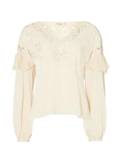 Temperley London Daphne ruffled embroidered blouse Neutrals 24AWPHN54725