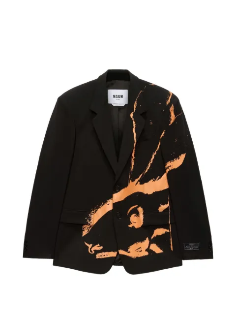 MSGM Sketched Bunnies graphic print jacket Black 3940MG08X257605
