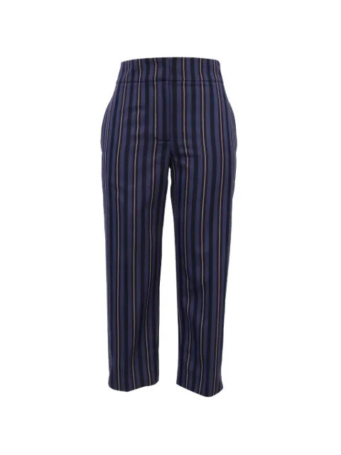 Burberry Pre-Owned striped cropped trousers Blue GILTPUUSCL661566W