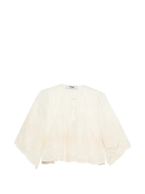 PNK pleated embroidered blouse Neutrals BNERBROBJ