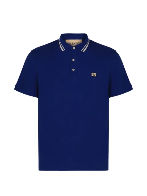 Valentino Garavani cotton piqué polo shirt with VLogo patch Blue VMH01KAQK