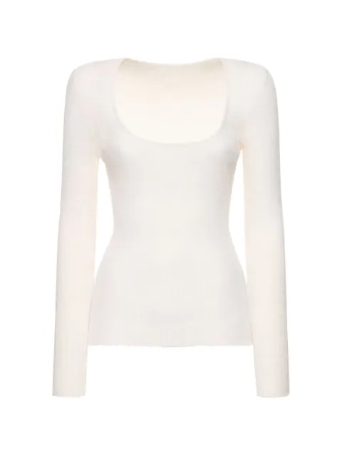 Jacquemus scoop-neck long-sleeve sweater White 233KN3482351110
