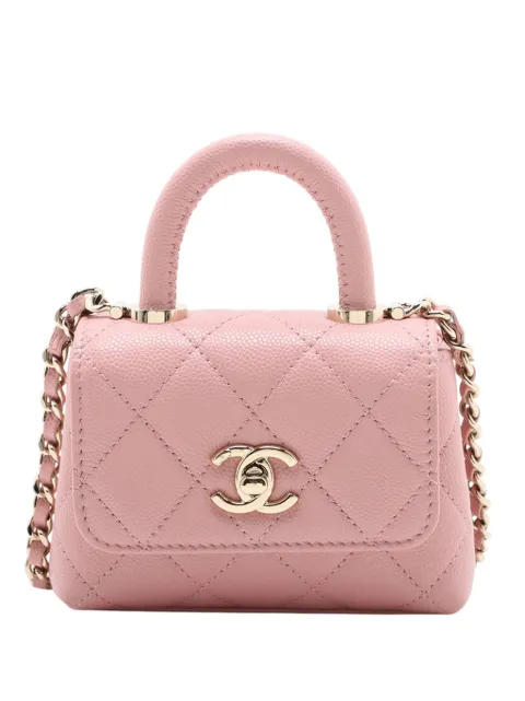 CHANEL Pre-Owned 2021-2025 Nano Quilted Caviar Coco Top Handle Bag satchel Pink 82J3I3G0FOSPFJS8
