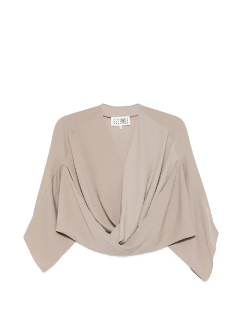 MM6 Maison Margiela draped v-neck blouse Green S52NH0039S43455
