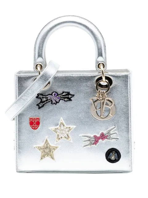 Christian Dior Pre-Owned 2016 Medium Calfskin Patch Embellished Lady Dior satchel Silver EG2OW2VBIVUOIVZO