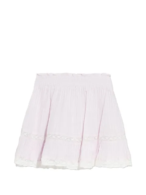 LoveShackFancy Gloriana pleated lace-detail mini skirt Pink S10002989