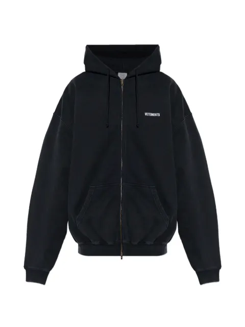 VETEMENTS long-detail zip-fastening hoodie Black ME76ZU136B
