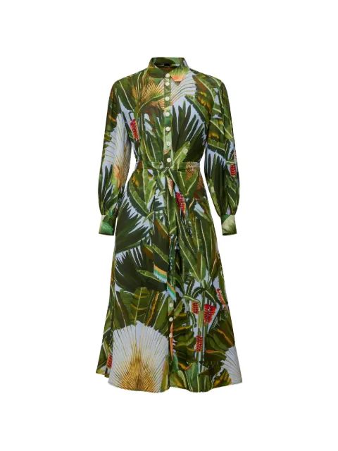 FARM Rio belted floral midi dress Green 344873