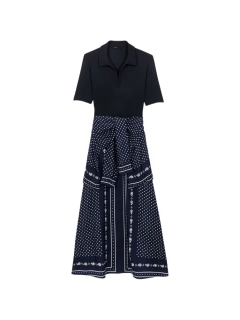 Maje bandana patterned mixed-material dress Blue MFPRO04630