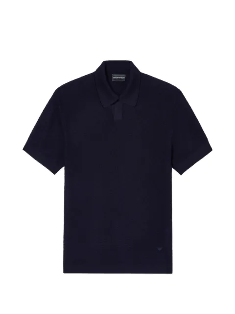 Emporio Armani textured polo pullover Blue EM004312AF23757
