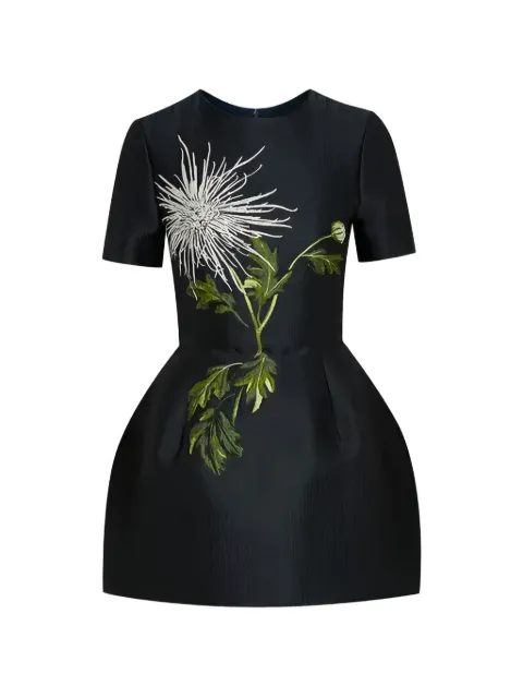 Oscar de la Renta floral-appliqué dress Black 24FN249SHJ