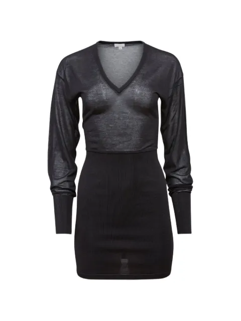 Fleur Du Mal V-neck long-sleeve mini dress Black DR06670100
