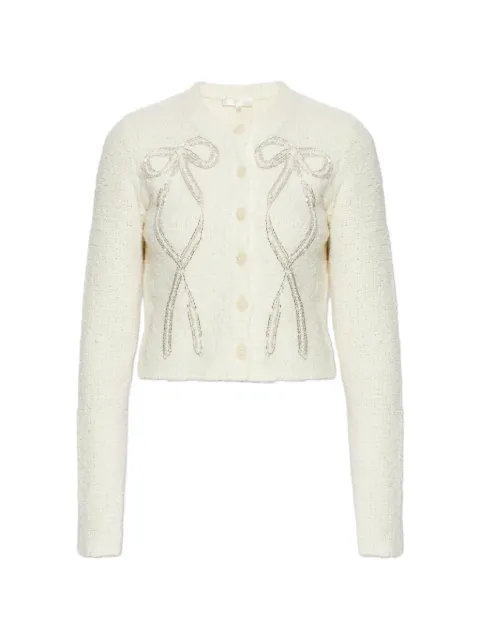 LoveShackFancy Leocadia beaded bow cardigan Neutrals K18402949