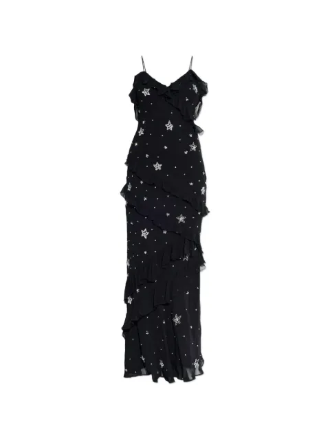 LoveShackFancy Rialto ruffled star-embellished maxi dress Black D19482922