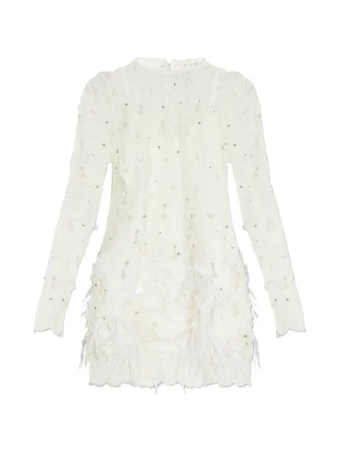 LoveShackFancy Alouetta embellished lace mini dress White D29872940