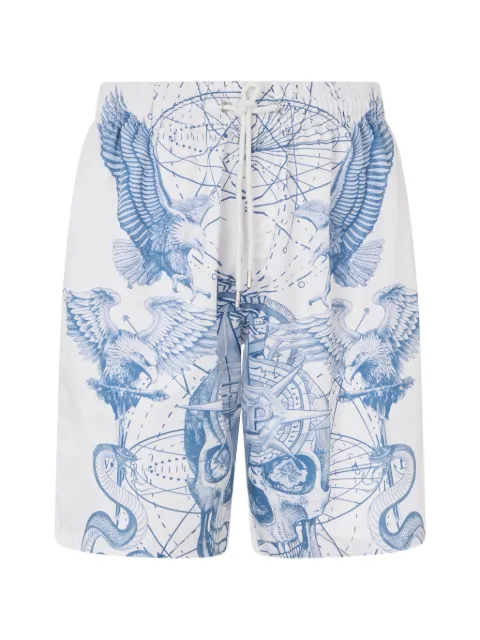 Philipp Plein eagle skull-print shorts White SAFCMJT2758PNY002N