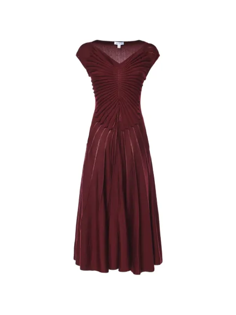 Alaïa midi V-neck pleated dress Red AA9R2861K162C